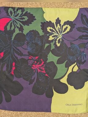 Orla Ermanno Italian  Floral Square Silk Scarf